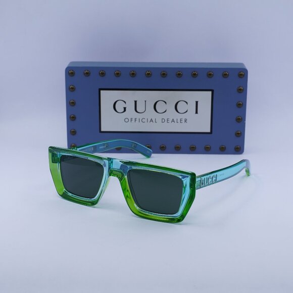 Gucci GG1723S 005 Square Sunglasses - Green/Lime Yellow/Green - Picture 1 of 10
